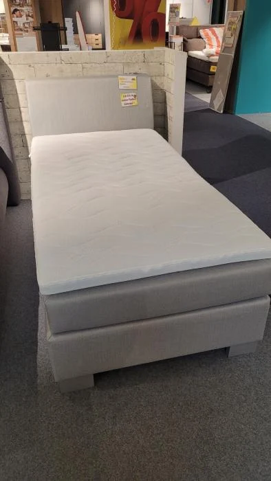 100x200 Boxspringbett inkl. Topper und 7-Zonen Taschenfederkernmatratze H4 EUROPA von Breckle Hellgrau