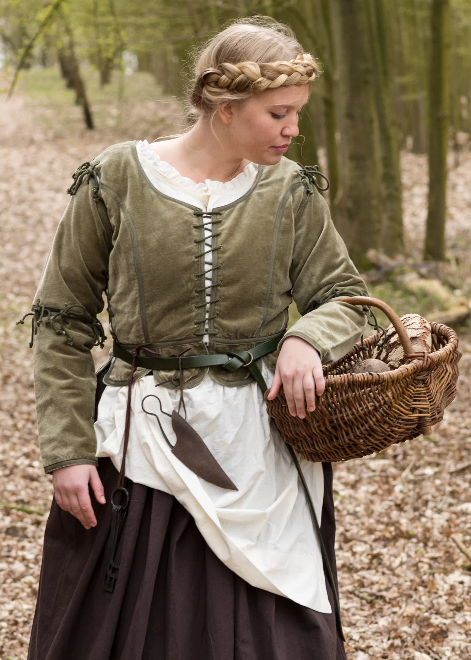 Mittelalter Jacke Griselda aus Samt, grün