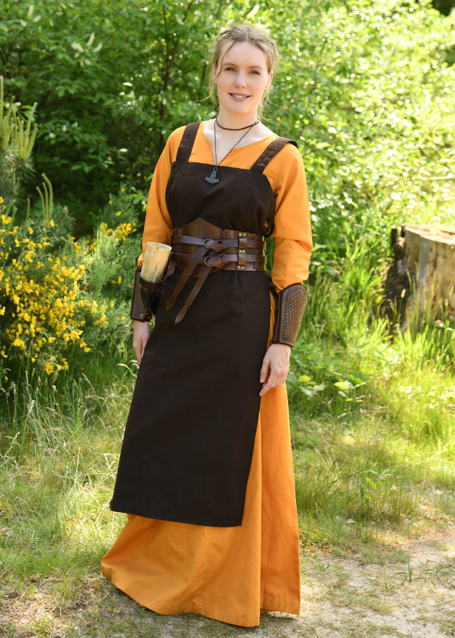 Wikinger Überkleid, Trägerkleid Tinna, braun