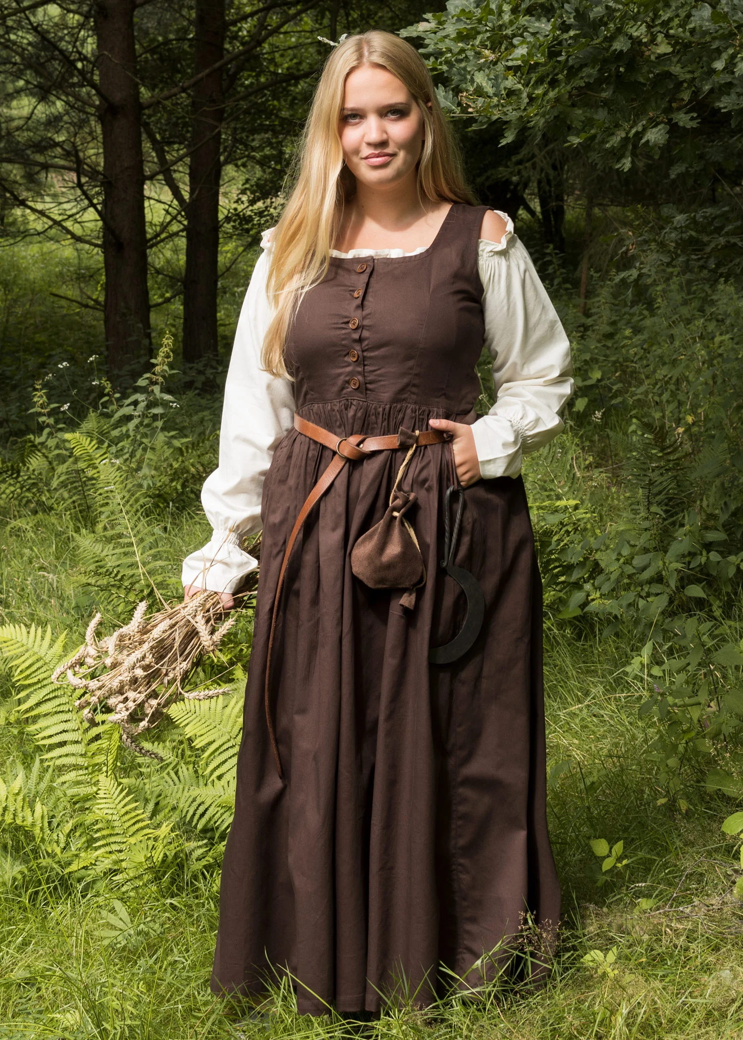Ärmelloses Mittelalterkleid, Trägerkleid Lene, braun
