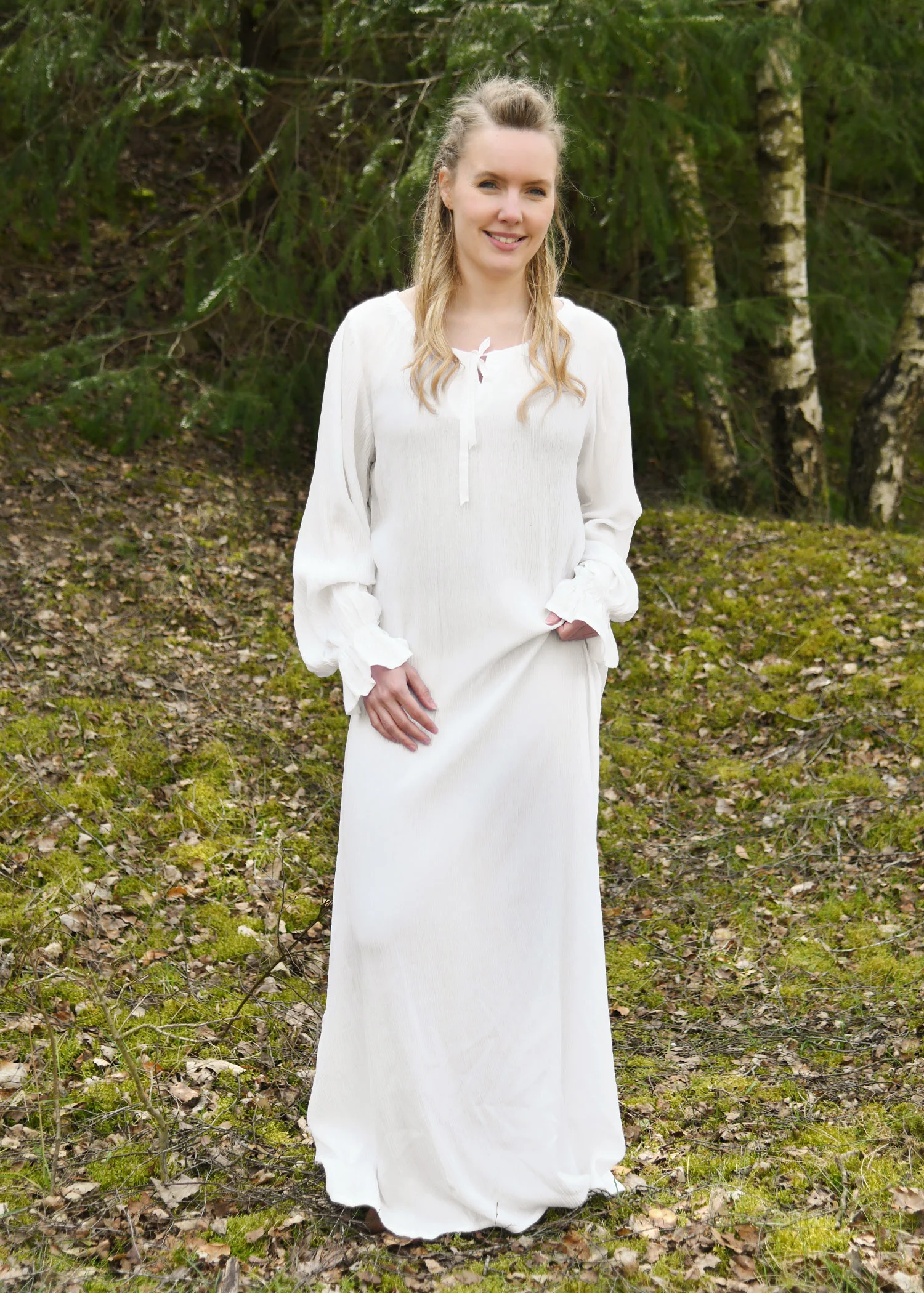 Leichtes Mittelalter Unterkleid mit Crinkleeffekt, weiß