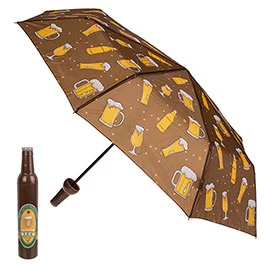 Regenschirm Bierkrugmotiv mit Bierflaschenhülle 90 cm