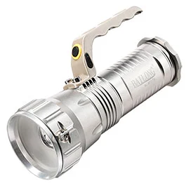 Bailong LED-Taschenlampe BL-677-T6 800 Lumen silber inkl. Ladegeräte, Li-Ionen-Akkus & Schultergurt