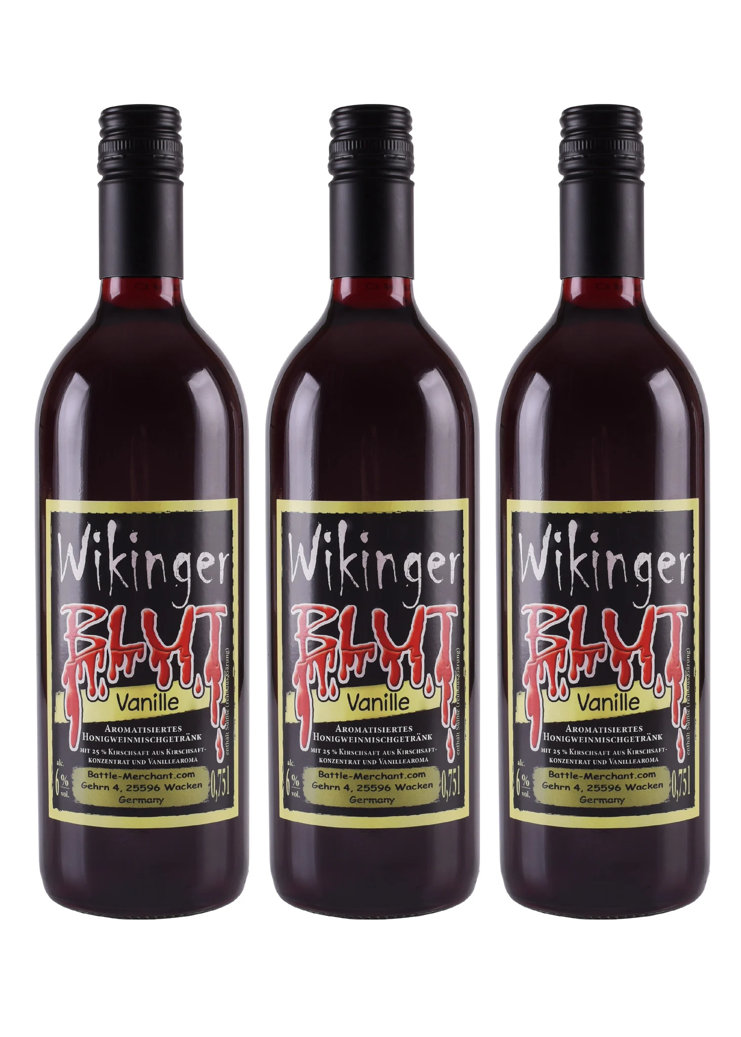 Wikingerblut mit Vanille: Met mit Kirschsaft, 0,75 l Flasche, 6% Vol.