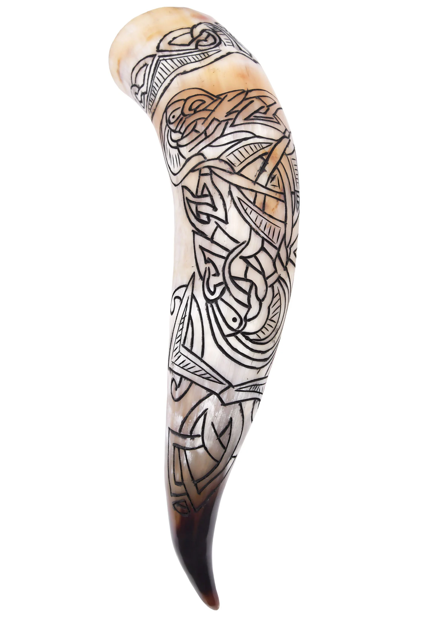 Wikinger-Trinkhorn mit Fenrir-Motiv