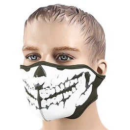 101 INC Neopren Halb-Gesichtsmaske Skull 3D grün