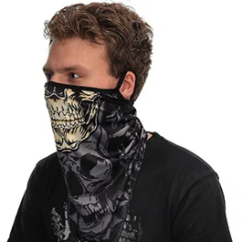 101 INC Gesichtsmaske mit Ohrschlaufe Yellow Skull