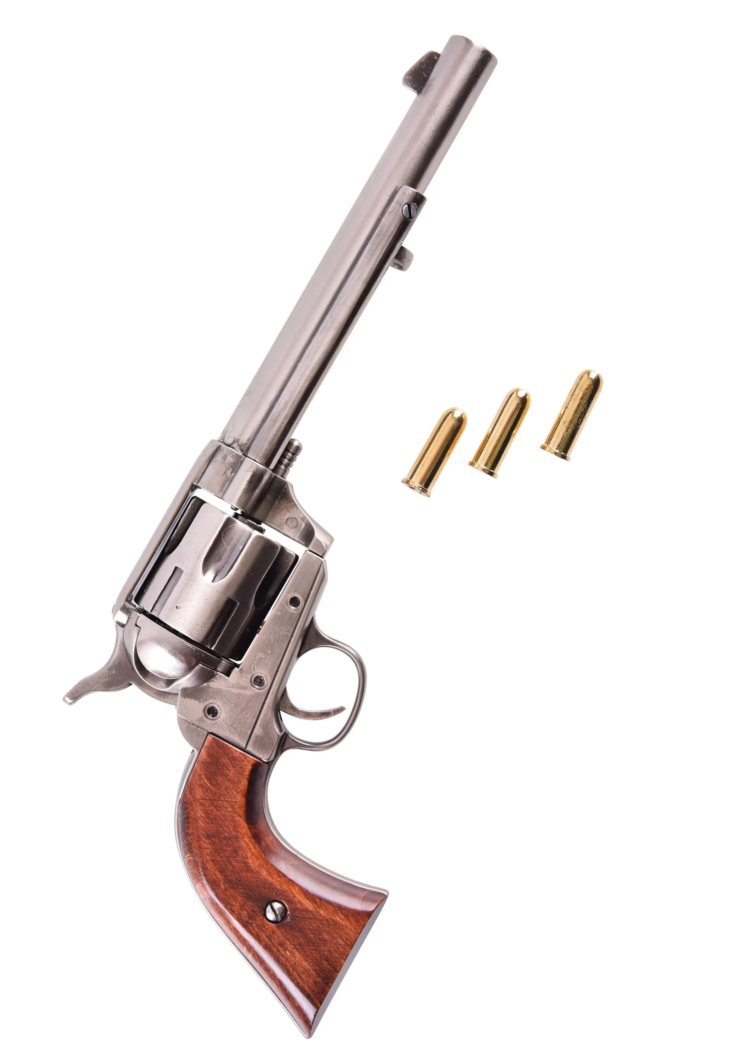 Colt-Revolver .45, US-Kavallerie 1873, Poliertes Nickel-Finish & Holz, Replik
