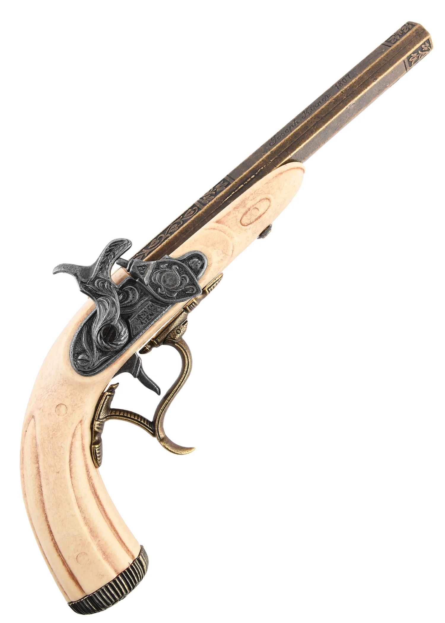 Perkussionspistole Joseph Kirner 1807, Elfenbeinfarben, Replik, Deko Pistole
