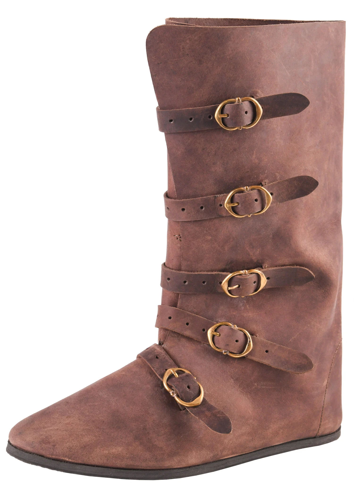 Mittelalterliche Stiefel mit Schnallen, braun