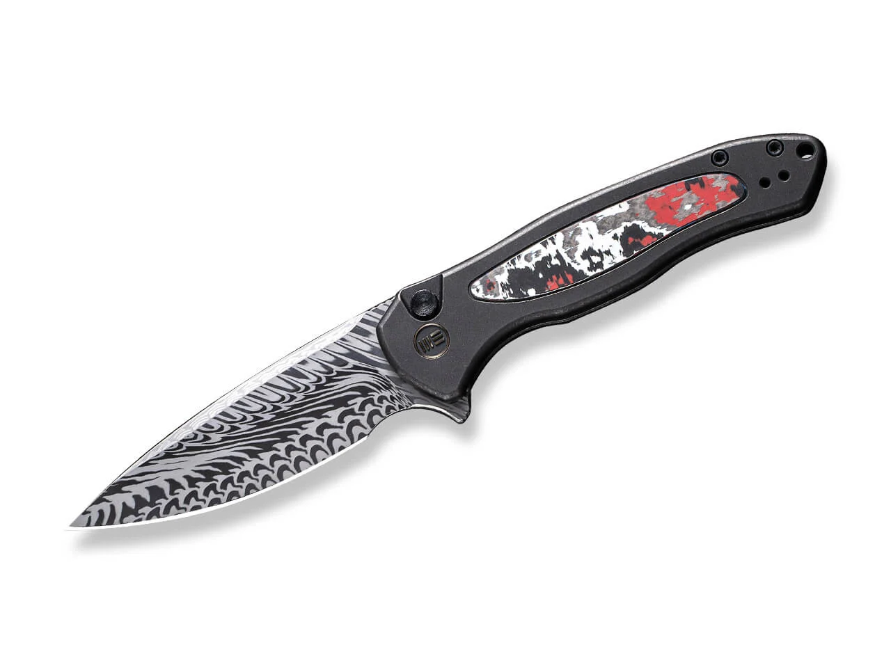 Button Lock Kitefin Ltd Titanium CF Nebula Damascus