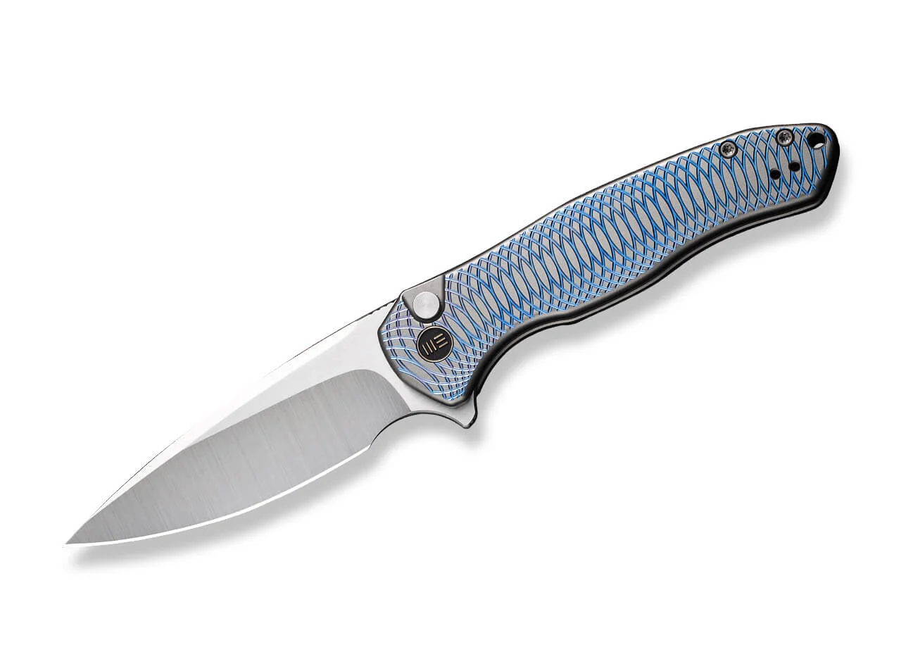 Button Lock Kitefin Titanium Satin Grey & Blue